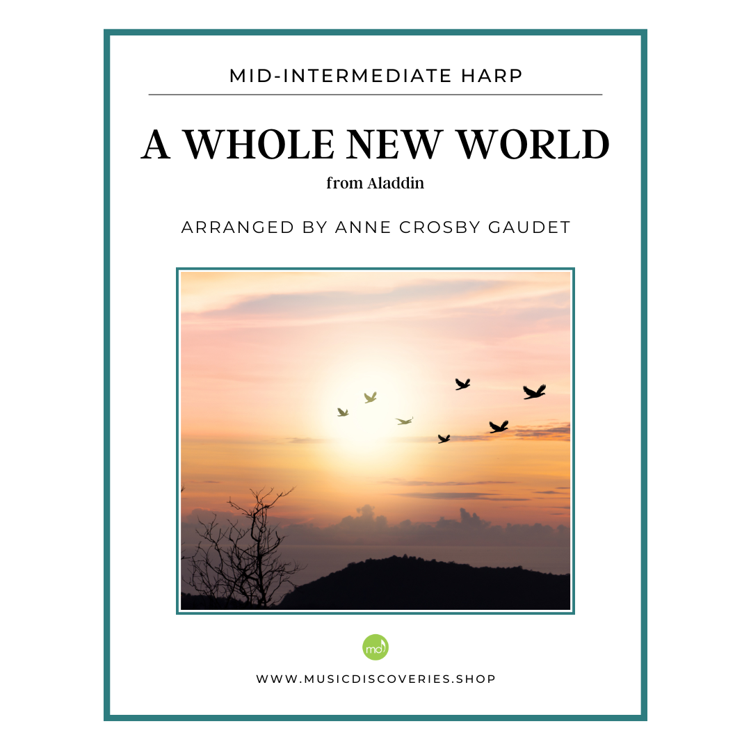 A Whole New World, from Aladdin - harp sheet music by Anne Crosby Gaudet