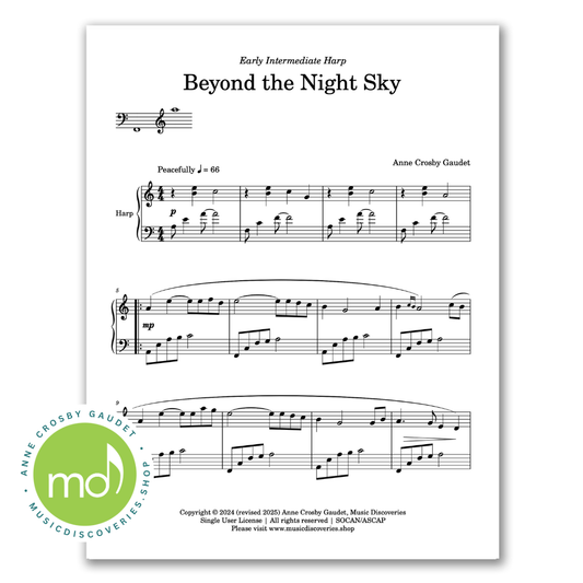 Beyond the Night Sky, harp sheet music by Anne Crosby Gaudet
