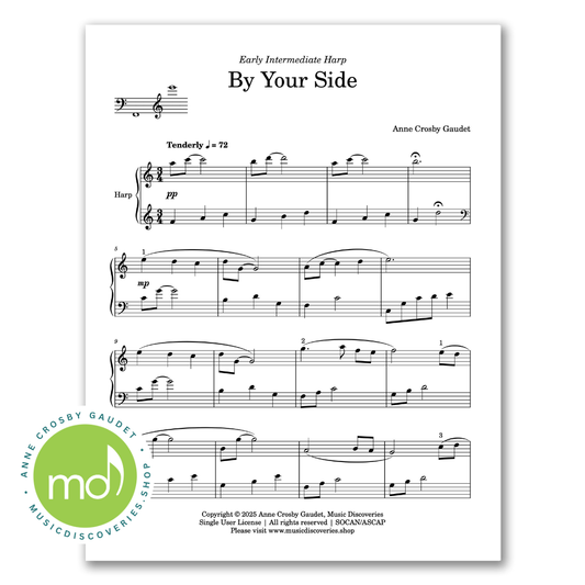 By Your Side, harp sheet music by Anne Crosby Gaudet