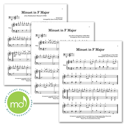 11 Classic Minuets, arranged for lever harp by Anne Crosby Gaudet