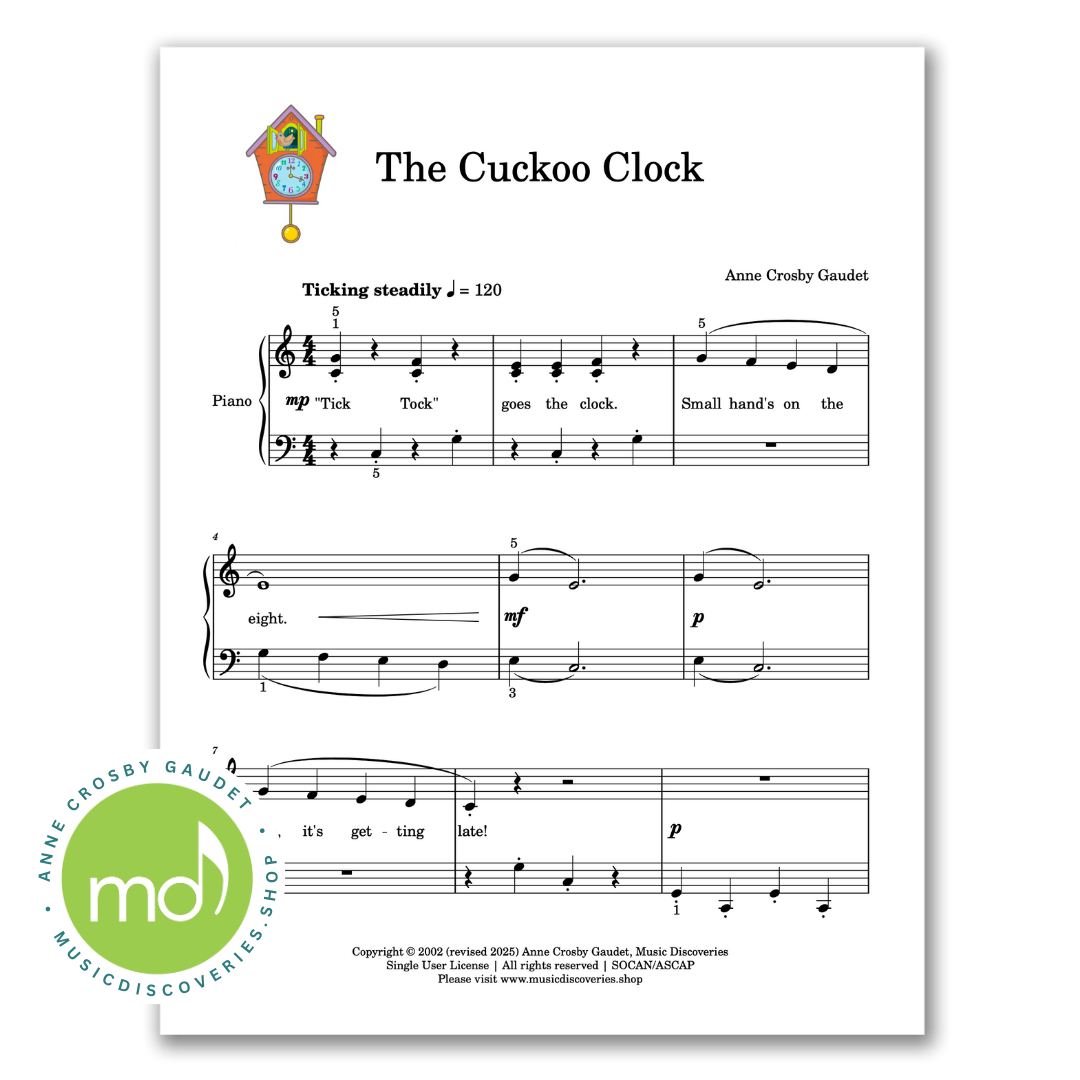 The Cuckoo Clock, piano sheet music by Anne Crosby Gaudet