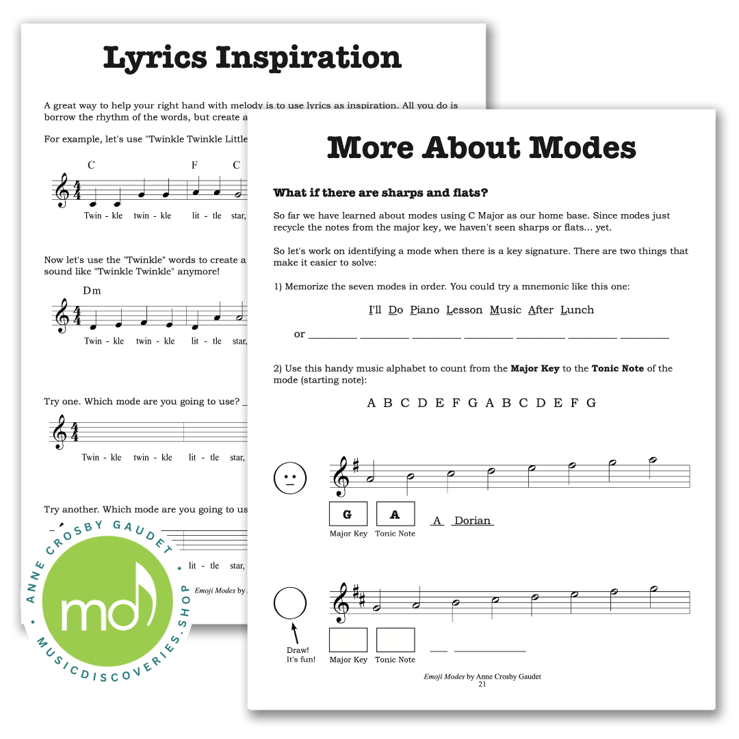 Emoji Modes, the seriously fun way to play with modes at the harp or piano by Anne Crosby Gaudet