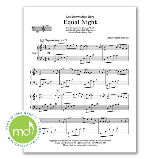 Equal Night, harp sheet music by Anne Crosby Gaudet