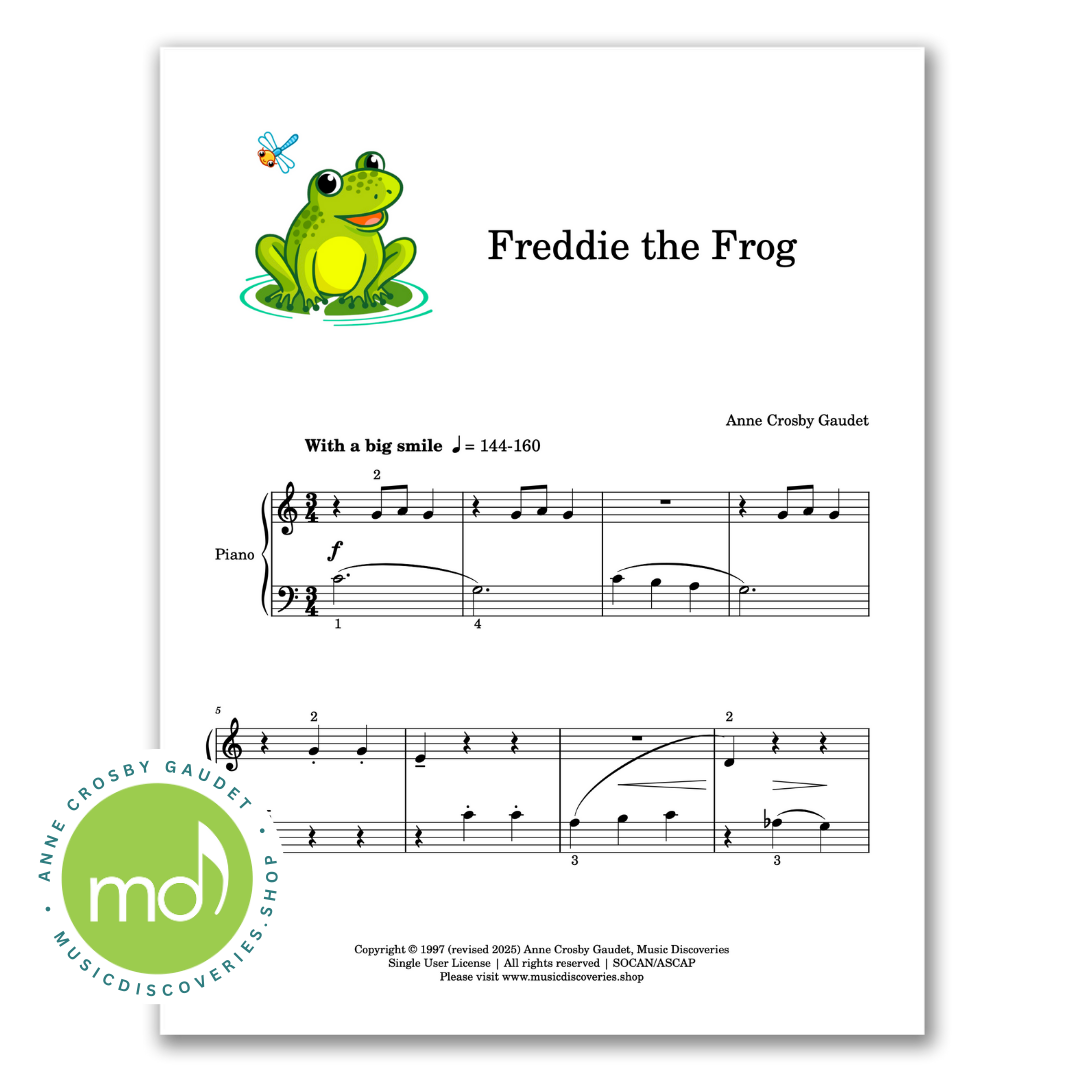 Freddie the Frog, piano sheet music by Anne Crosby Gaudet