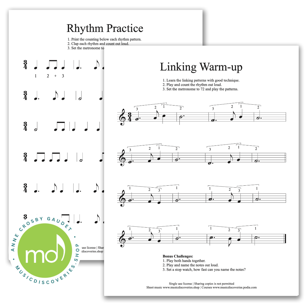 Hand in Hand, beginner harp solo by Anne Crosby Gaudet