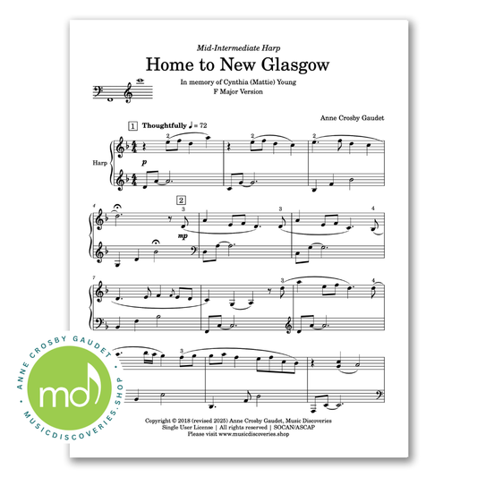 Home to New Glasgow, harp solo by Anne Crosby Gaudet