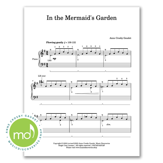 In the Mermaid's Garden, early intermediate piano sheet music by Anne Crosby Gaudet