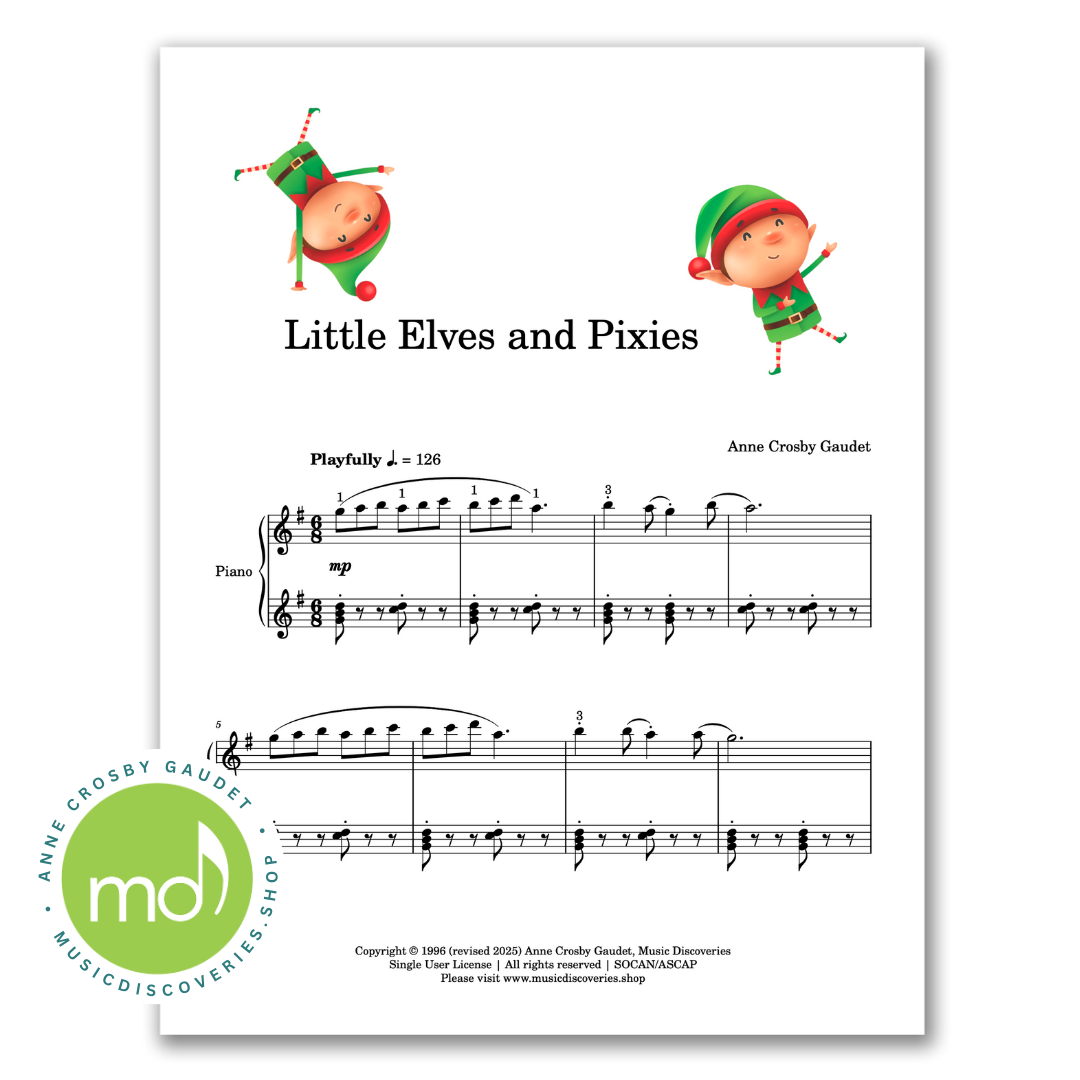 Little Elves and Pixies is an early intermediate piano solo by Anne Crosby Gaudet