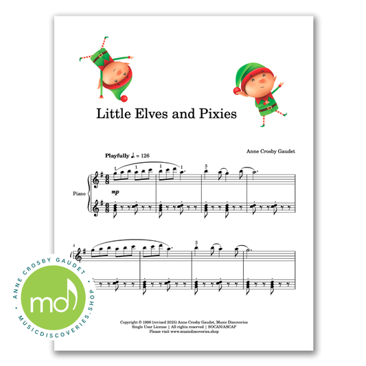 Little Elves and Pixies is an early intermediate piano solo by Anne Crosby Gaudet