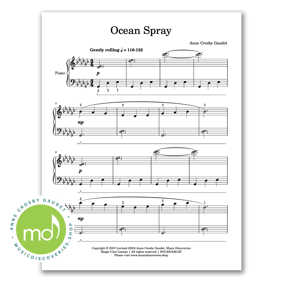 Ocean Spray, piano sheet music by Anne Crosby Gaudet