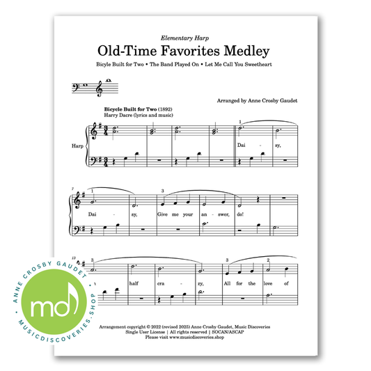 Old-Time Favorites Medley: Bicycle Built for Two, The Band Played On, Let Me Call You Sweetheart arranged by Anne Crosby Gaudet