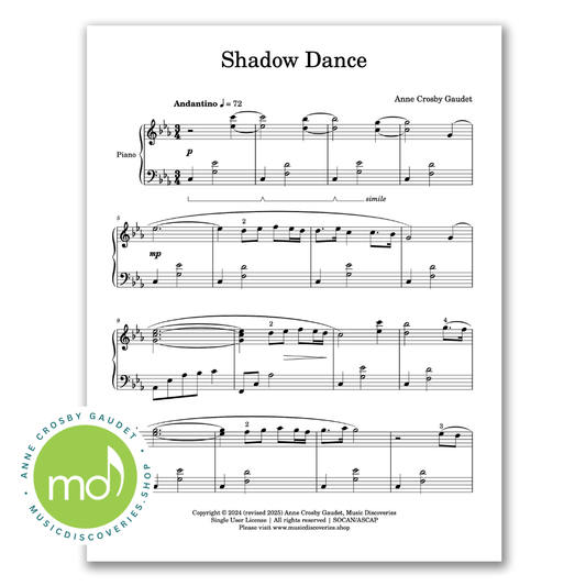 Shadow Dance, piano sheet music by Anne Crosby Gaudet