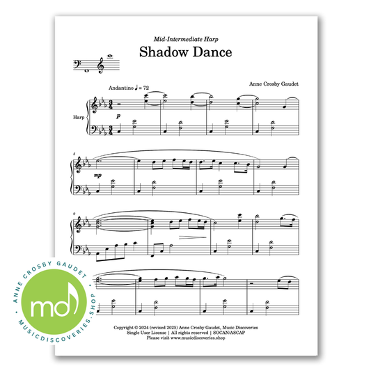 Shadow Dance, harp sheet music by Anne Crosby Gaudet