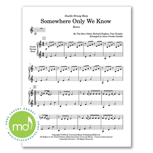 Somewhere Only We Know (by Keane) arranged for double strung harp by Anne Crosby Gaudet