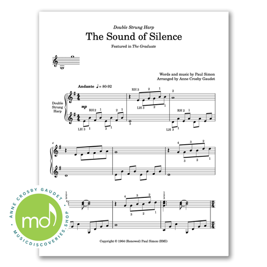 The Sound of Silence by Paul Simon, arranged for double strung harp by Anne Crosby Gaudet