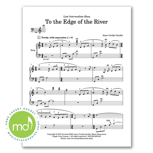 To the Edge of the River, harp sheet music by Anne Crosby Gaudet
