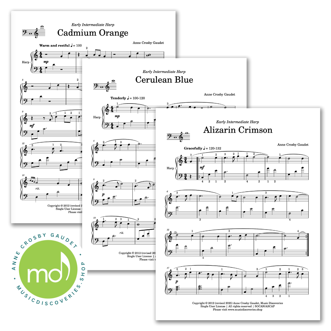Watercolor on White, 7 harp solos by Anne Crosby Gaudet