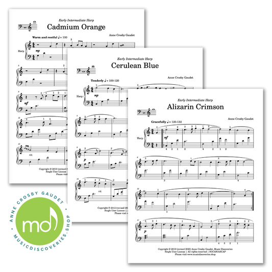 Watercolor on White, 7 harp solos by Anne Crosby Gaudet