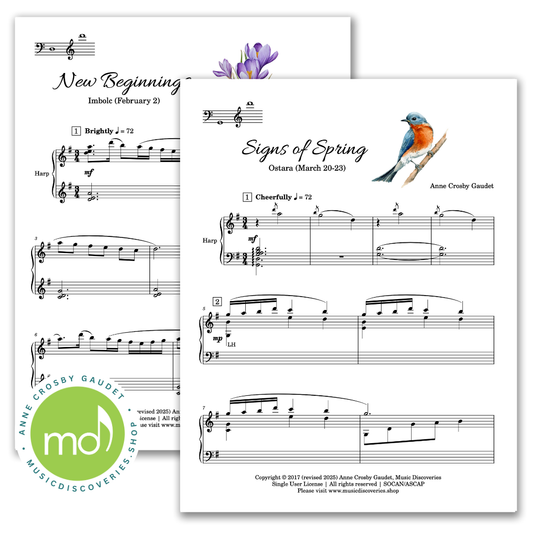 Year Round, 8 early to mid-intermediate harp solos by Anne Crosby Gaudet