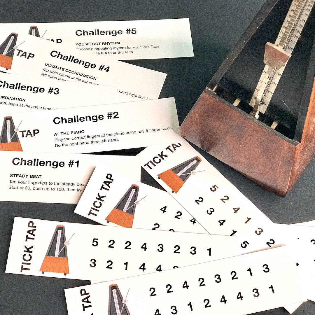 Tick Taps challenge students to finger tap with a metronome, level up the coordination by tapping both hands together or change up the rhythm.