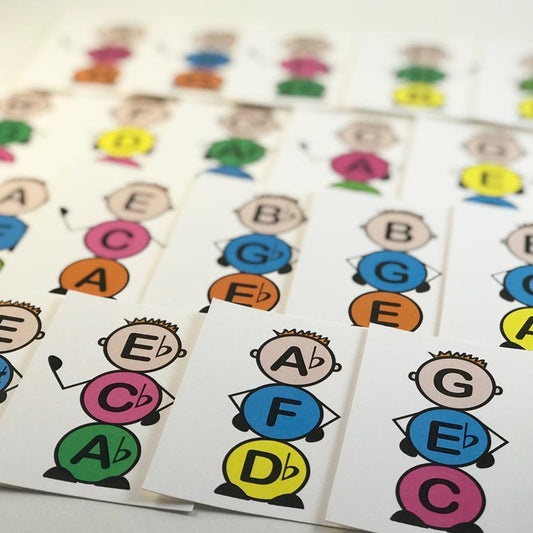 Identify major and minor triads with the Major Minor Boys printable teaching aids from Music Discoveries