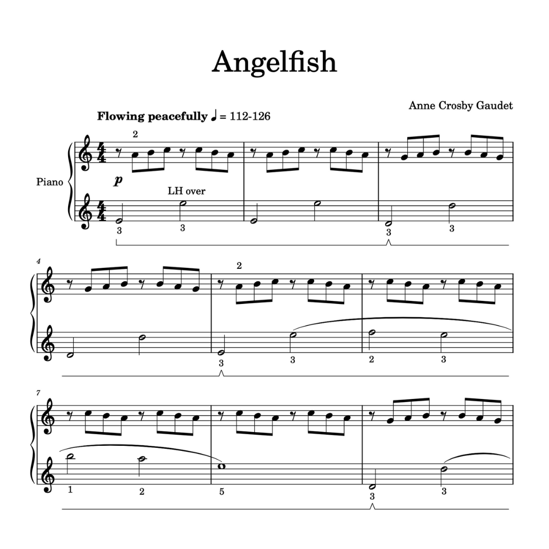 Angelfish, piano sheet music by Anne Crosby Gaudet