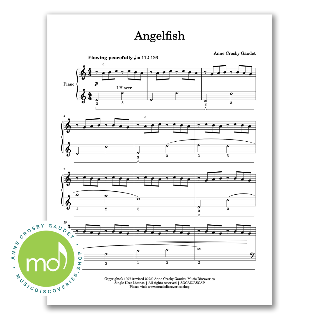 Angelfish, piano sheet music by Anne Crosby Gaudet