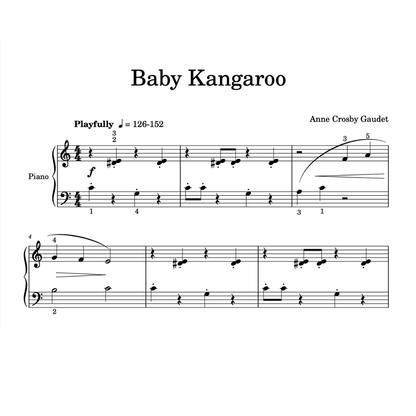 Baby Kangaroo, piano sheet music by Anne Crosby Gaudet