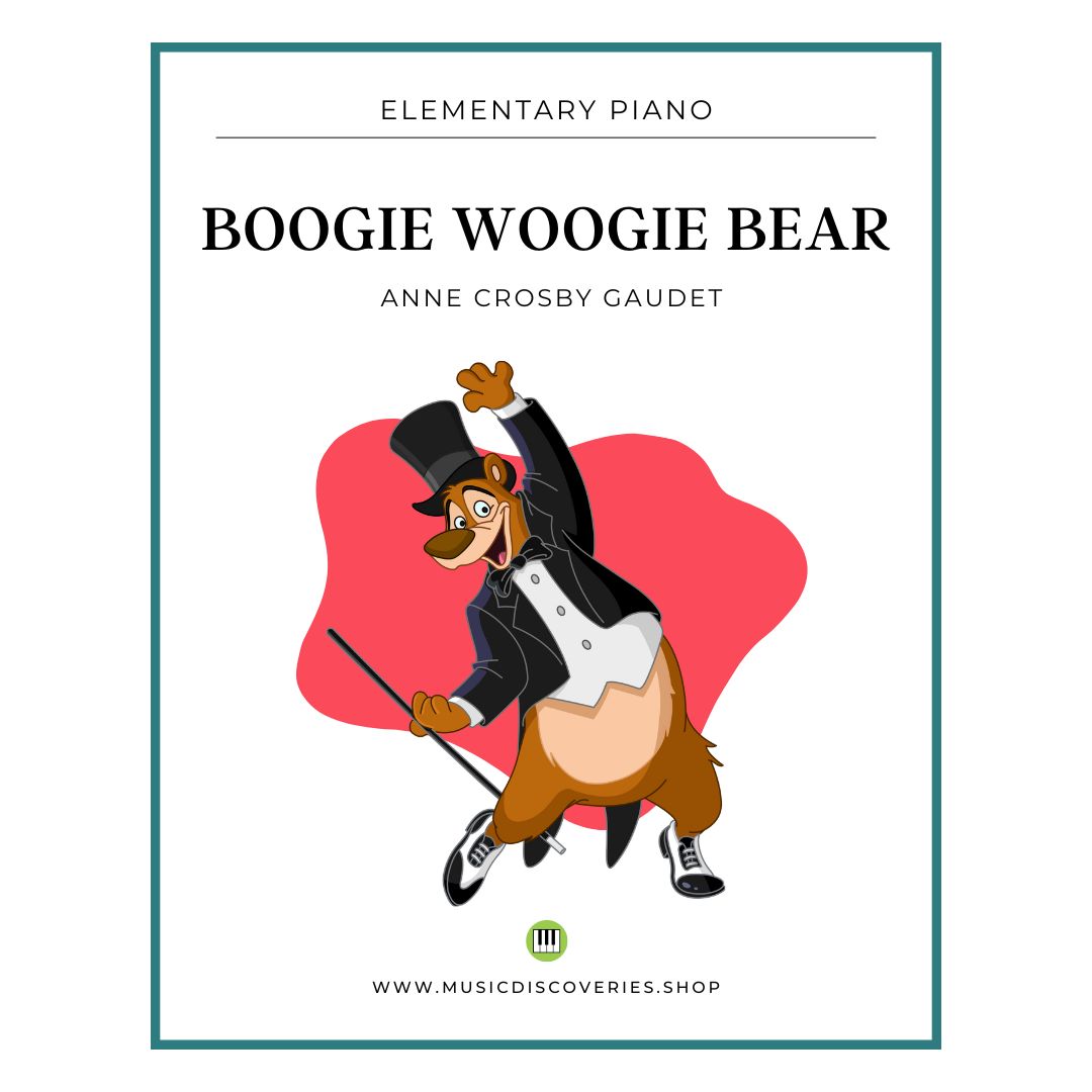 Boogie Woogie Bear, elementary piano sheet music by Anne Crosby Gaudet