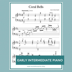 Coral Bells, early intermediate piano sheet music by Anne Crosby Gaudet