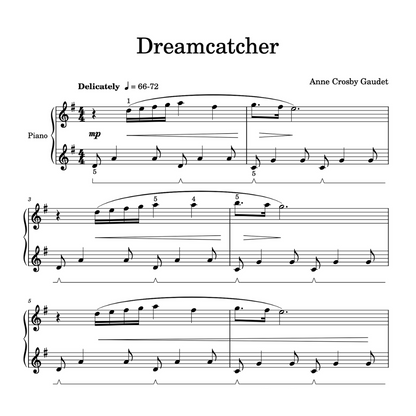 Dreamcatcher, mid-intermediate piano solo by Anne Crosby Gaudet