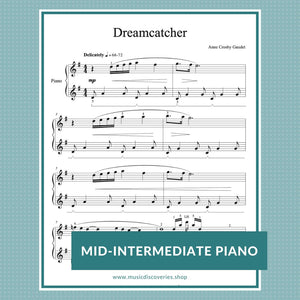 Dreamcatcher, mid-intermediate piano solo by Anne Crosby Gaudet