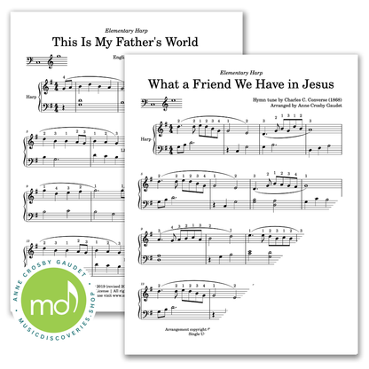 5 Easy Hymns, elementary arrangements for small harp by Anne Crosby Gaudet