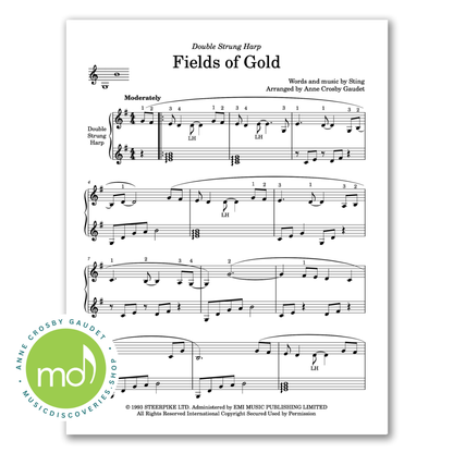 Fields of Gold by Sting, arranged for double strung harp by Anne Crosby Gaudet