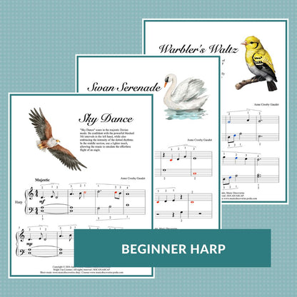 For the Birds, 5 Beginner harp solos by Anne Crosby Gaudet