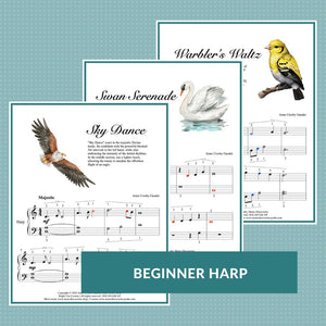 For the Birds, 5 Beginner harp solos by Anne Crosby Gaudet
