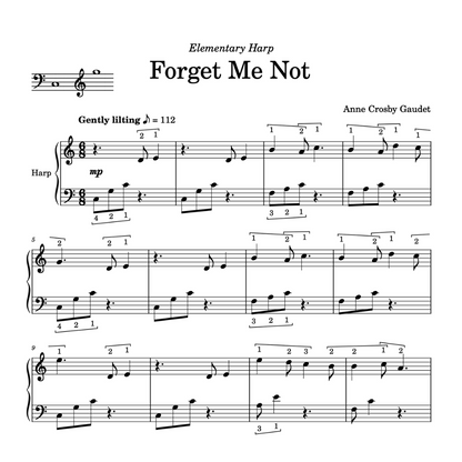 Forget Me Not, elementary harp solo by Anne Crosby Gaudet