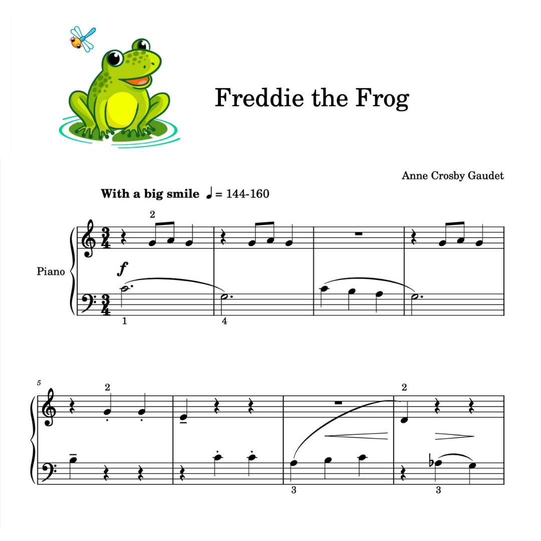 Freddie the Frog, piano sheet music by Anne Crosby Gaudet