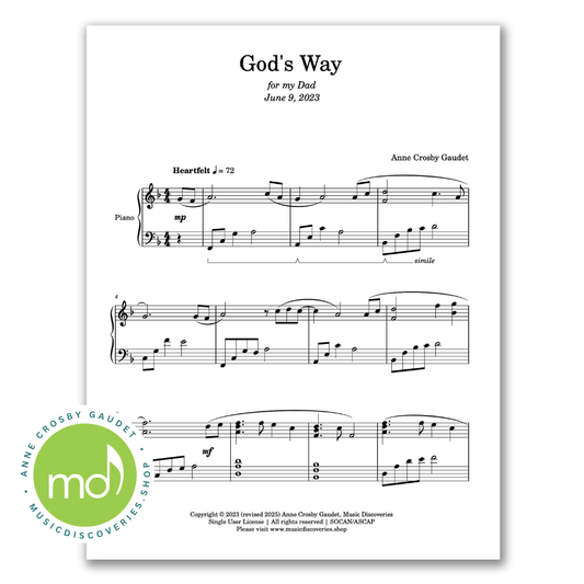 God's Way, piano