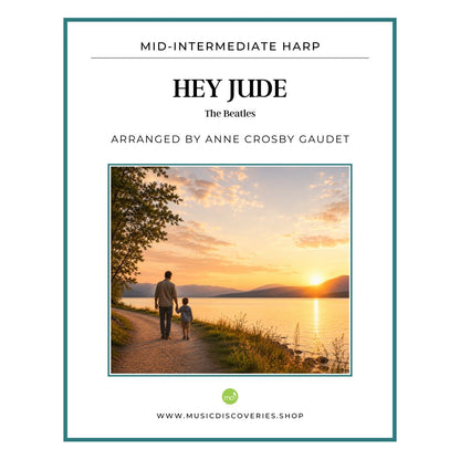 Hey Jude, harp sheet music arrangement by Anne Crosby Gaudet