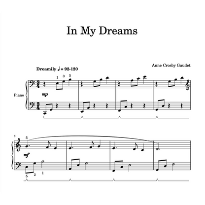 In My Dreams is an early intermediate piano solo by Anne Crosby Gaudet