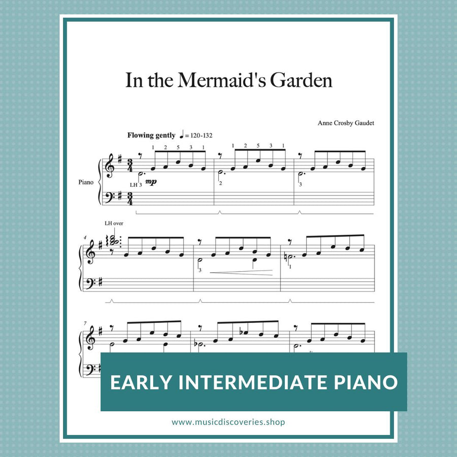 In the Mermaid's Garden, early intermediate piano sheet music by Anne Crosby Gaudet