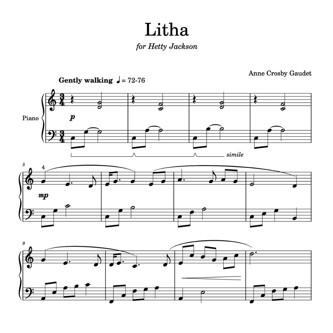 Litha, piano solo by Anne Crosby Gaudet