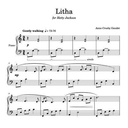 Litha, piano solo by Anne Crosby Gaudet