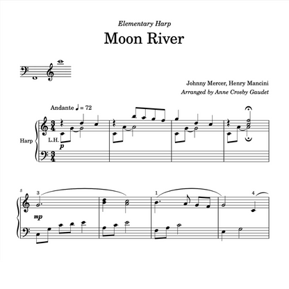 Moon River, harp sheet music arranged by Anne Crosby Gaudet