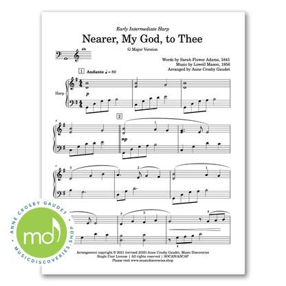 Nearer My God to Thee, harp sheet music arrangement by Anne Crosby Gaudet
