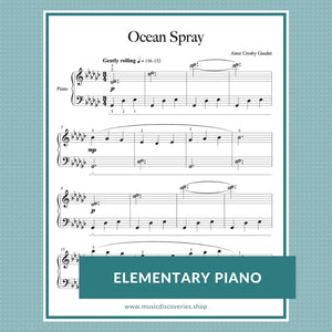 Ocean Spray, piano sheet music by Anne Crosby Gaudet