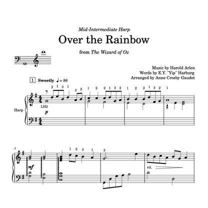 Over the Rainbow, from The Wizard of Oz arranged for lever harp by Anne Crosby Gaudet