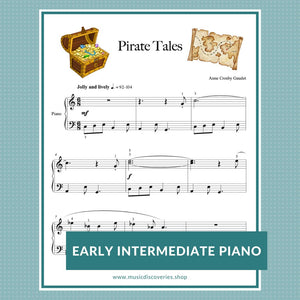 Pirate Tales, early intermediate piano sheet music by Anne Crosby Gaudet