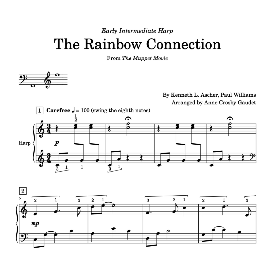 The Rainbow Connection, harp sheet music arranged by Anne Crosby Gaudet